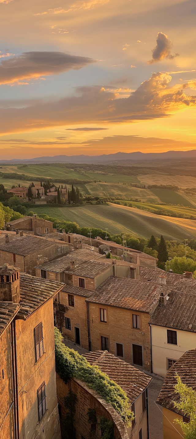 Historic Town at Sunset