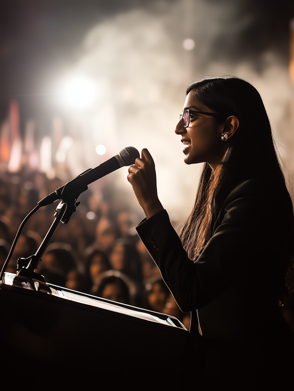 Woman Speaking on Stage