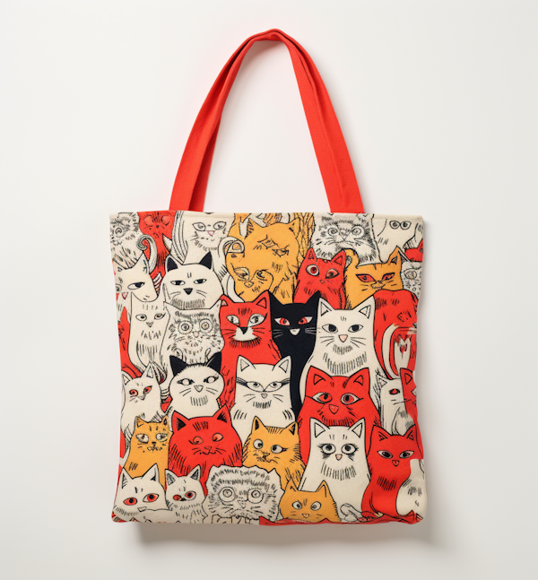 Whimsical Cat Carnival Tote Bag