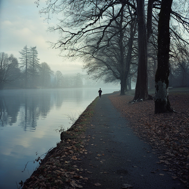 Serene Runner by the Water