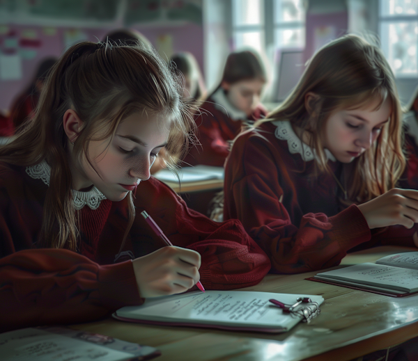 Studious Girls in Classroom