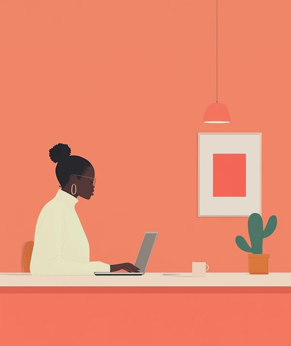 Stylized Illustration of Working Woman
