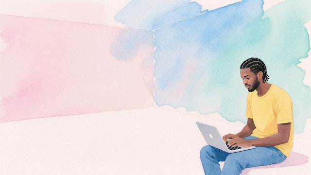Man Using Laptop Art