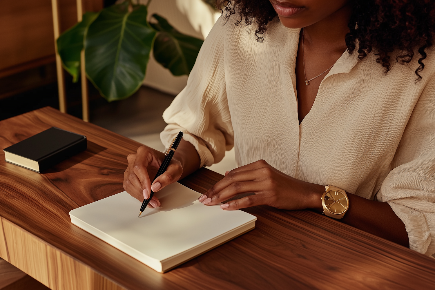 Person Writing at Desk