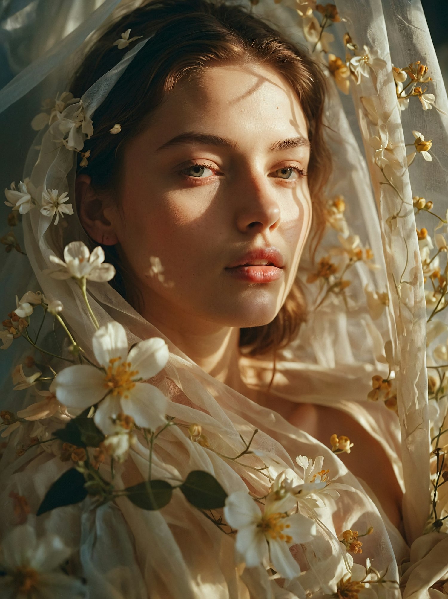 Ethereal Woman with Flowers