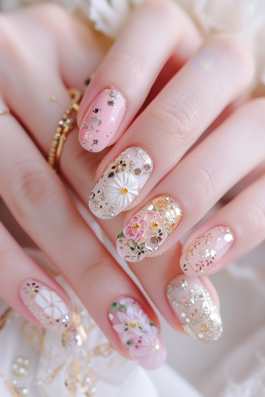 Elegant Floral Nail Art Photo On Lummi
