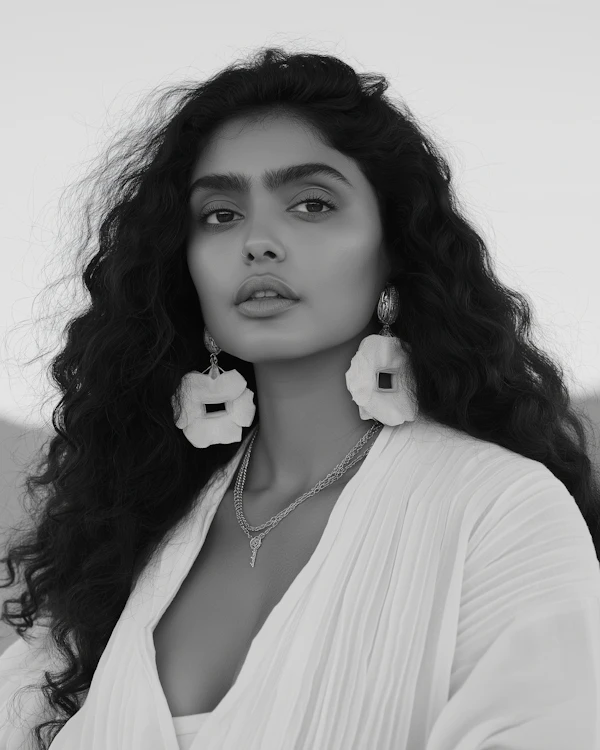 Portrait of a Woman with Flower Earrings