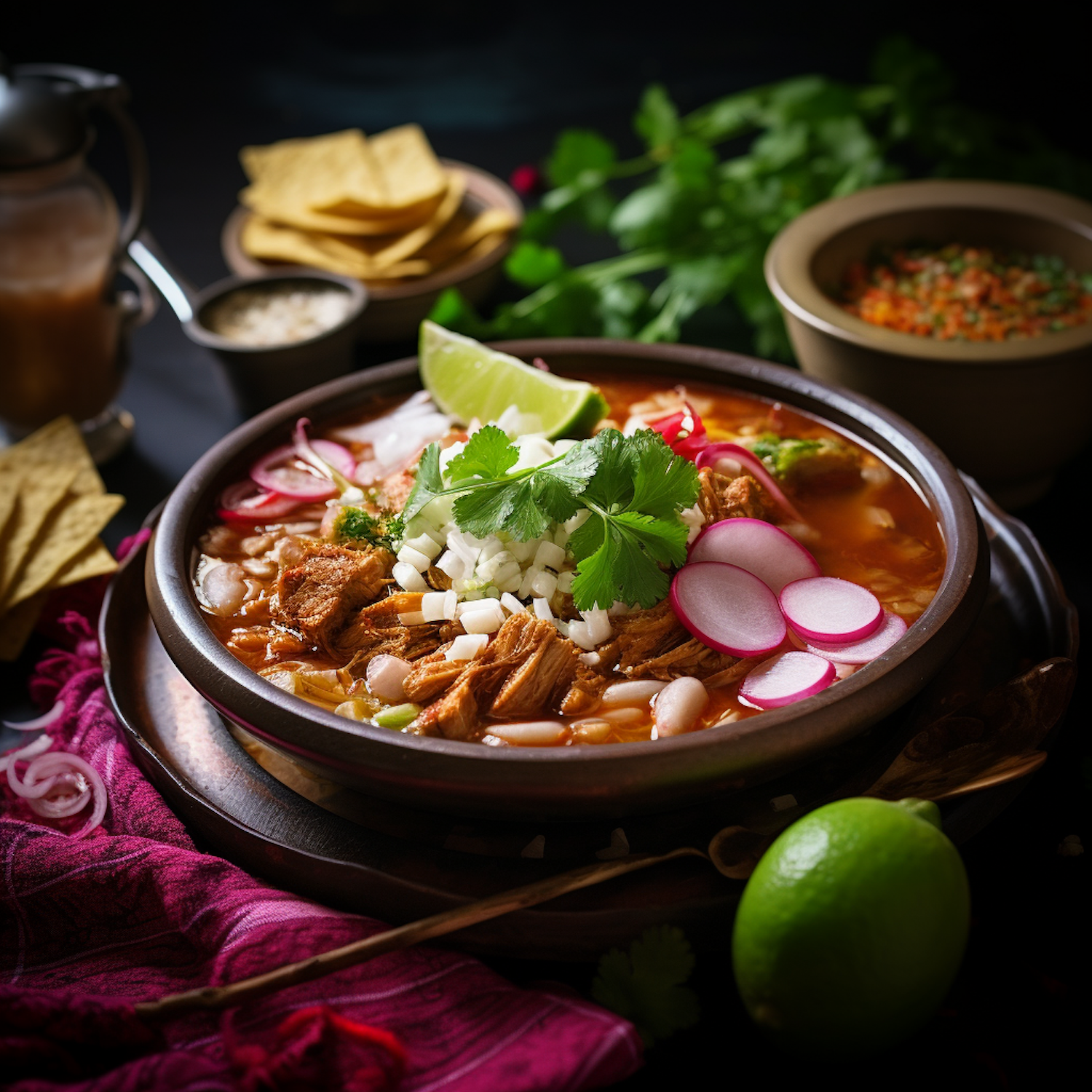 Traditional Mexican Soup with Fresh Garnishes