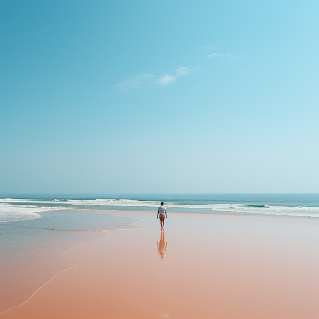 Serenity Stroll on Pink Sand Beach