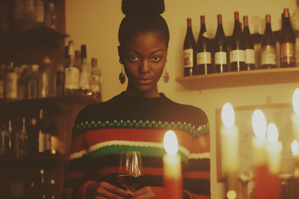 Elegant Woman with Wine