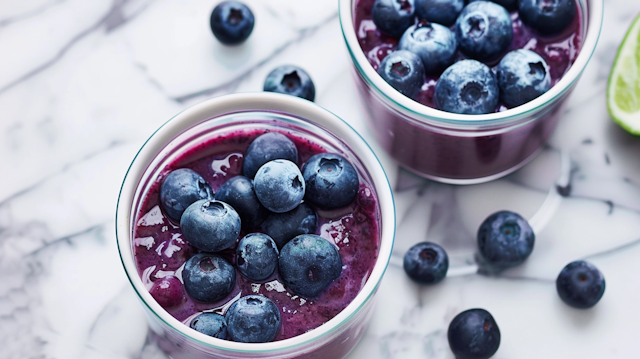 Blueberry Smoothies on Marble Surface