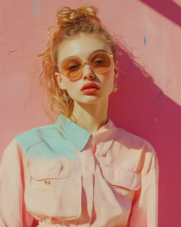 Young Woman in Pastel Fashion