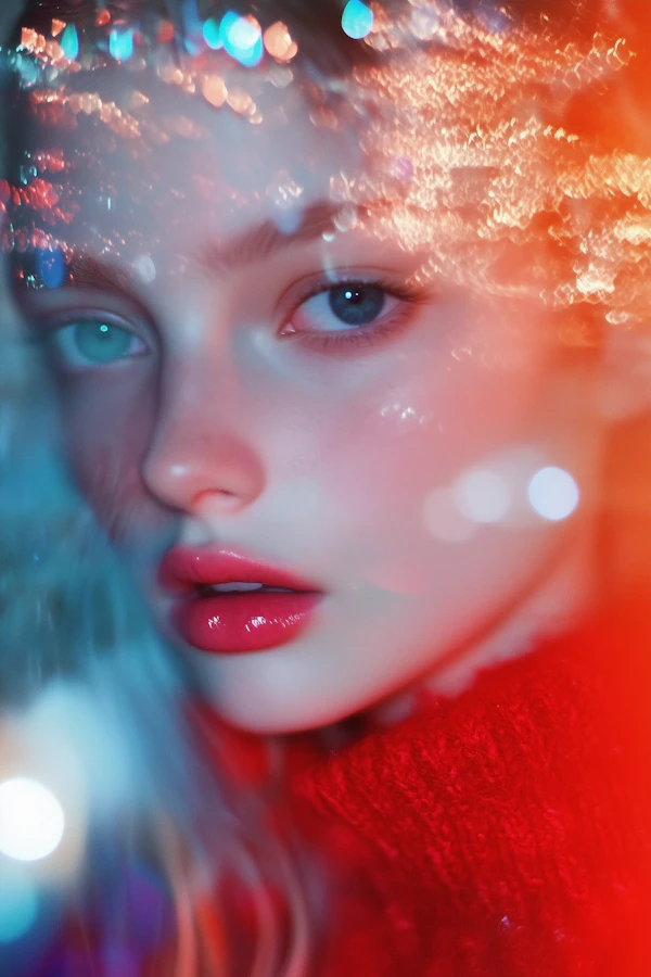 Ethereal Portrait with Vibrant Lights