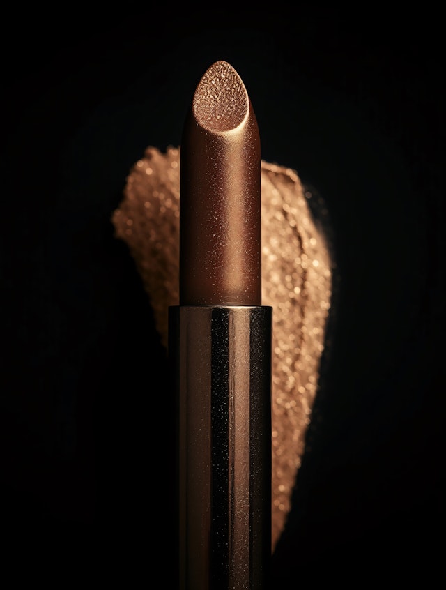 Metallic Bronze Lipstick Close-Up