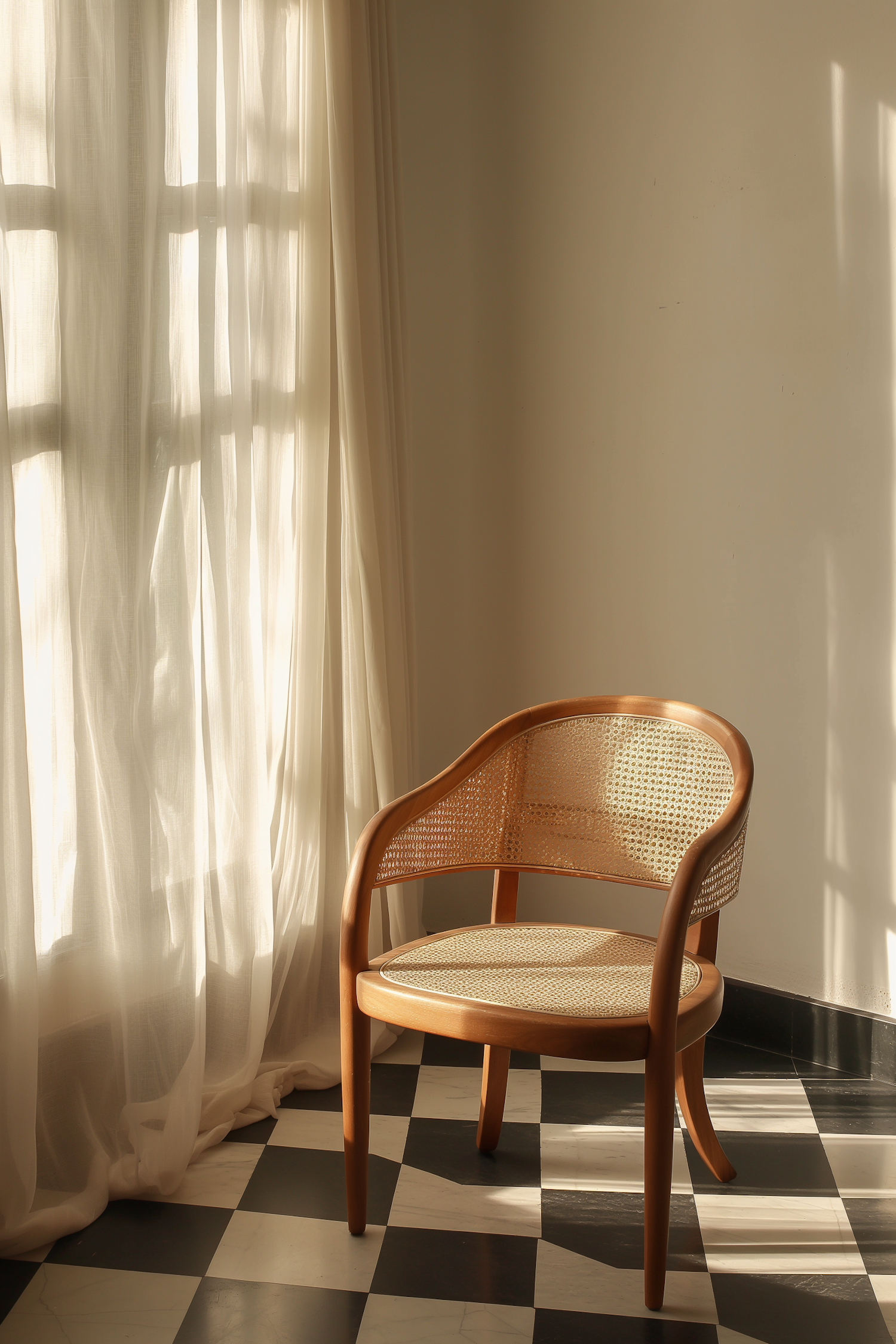 Serene Interior with Golden Light