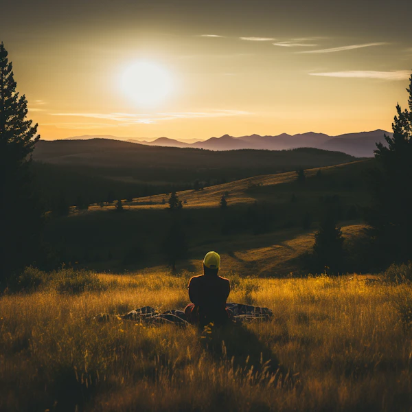 Meditative Sunset Silhouette
