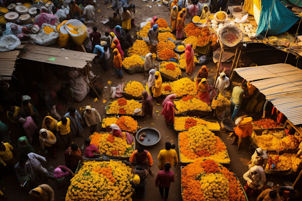 Vibrant Flower Bazaar Tapestry