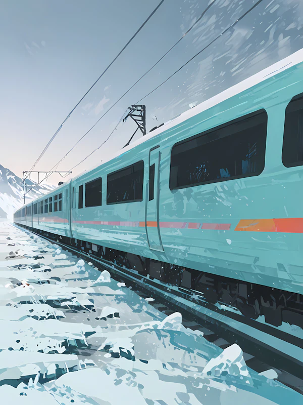 Modern Train in Snow
