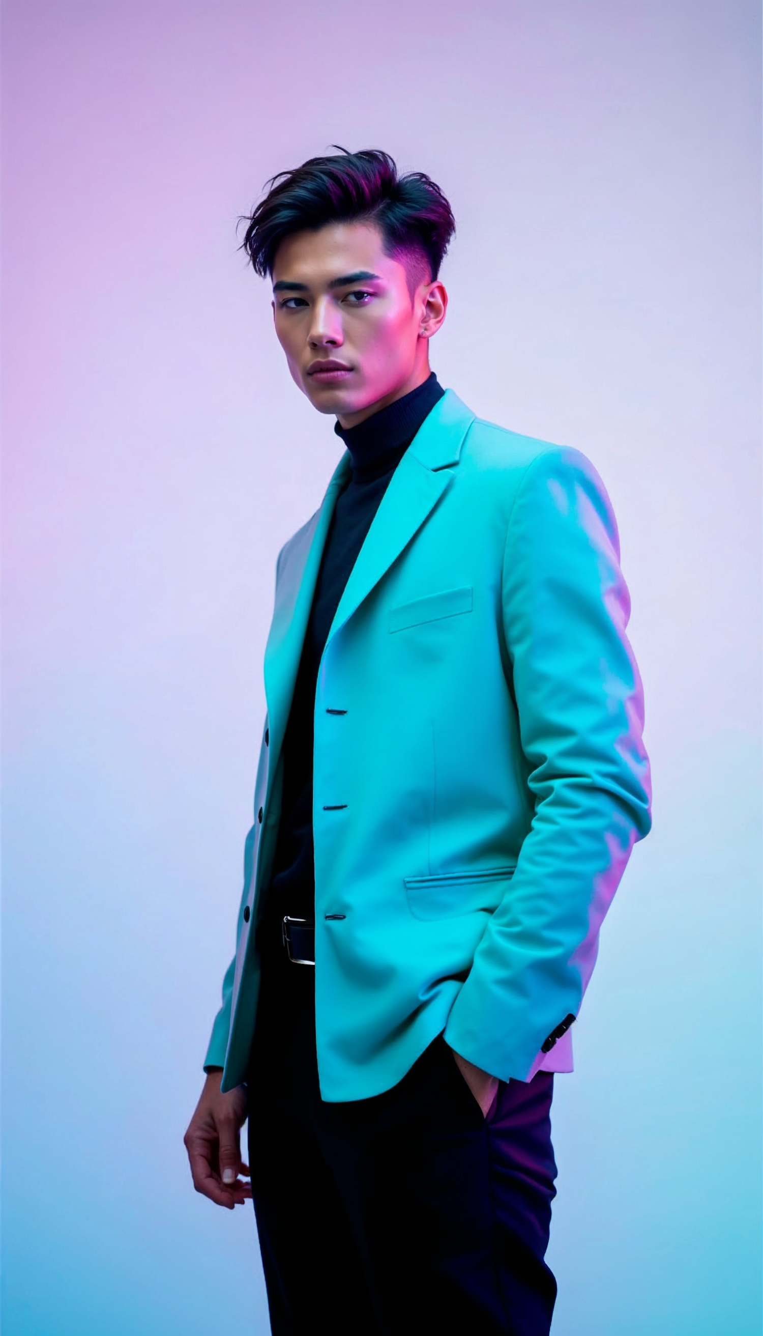 Stylish Man in Turquoise Blazer