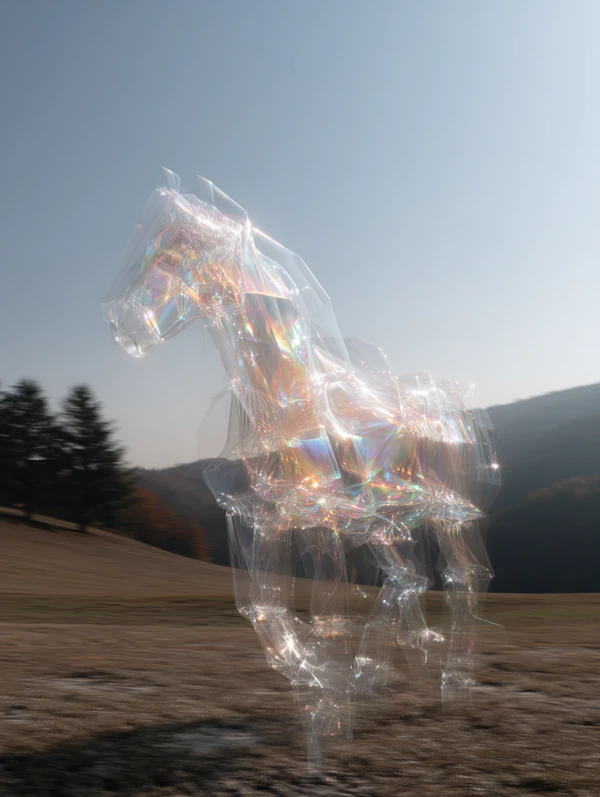 Crystalline Horse in Field