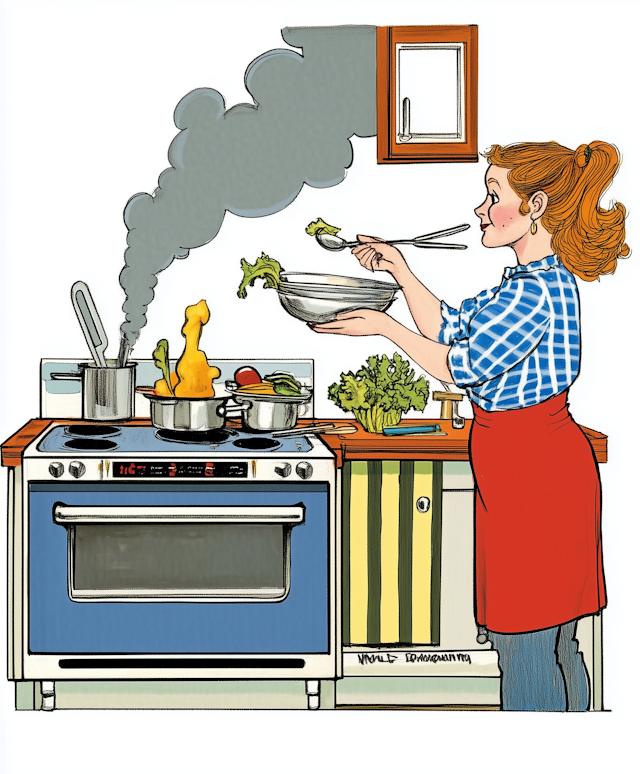 Woman Cooking in Kitchen