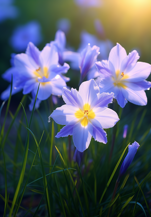 Dew-kissed Luminous Blue Blooms