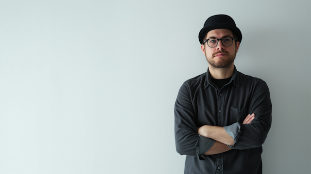 Confident Young Man in Smart-Casual Attire with Stylish Hat