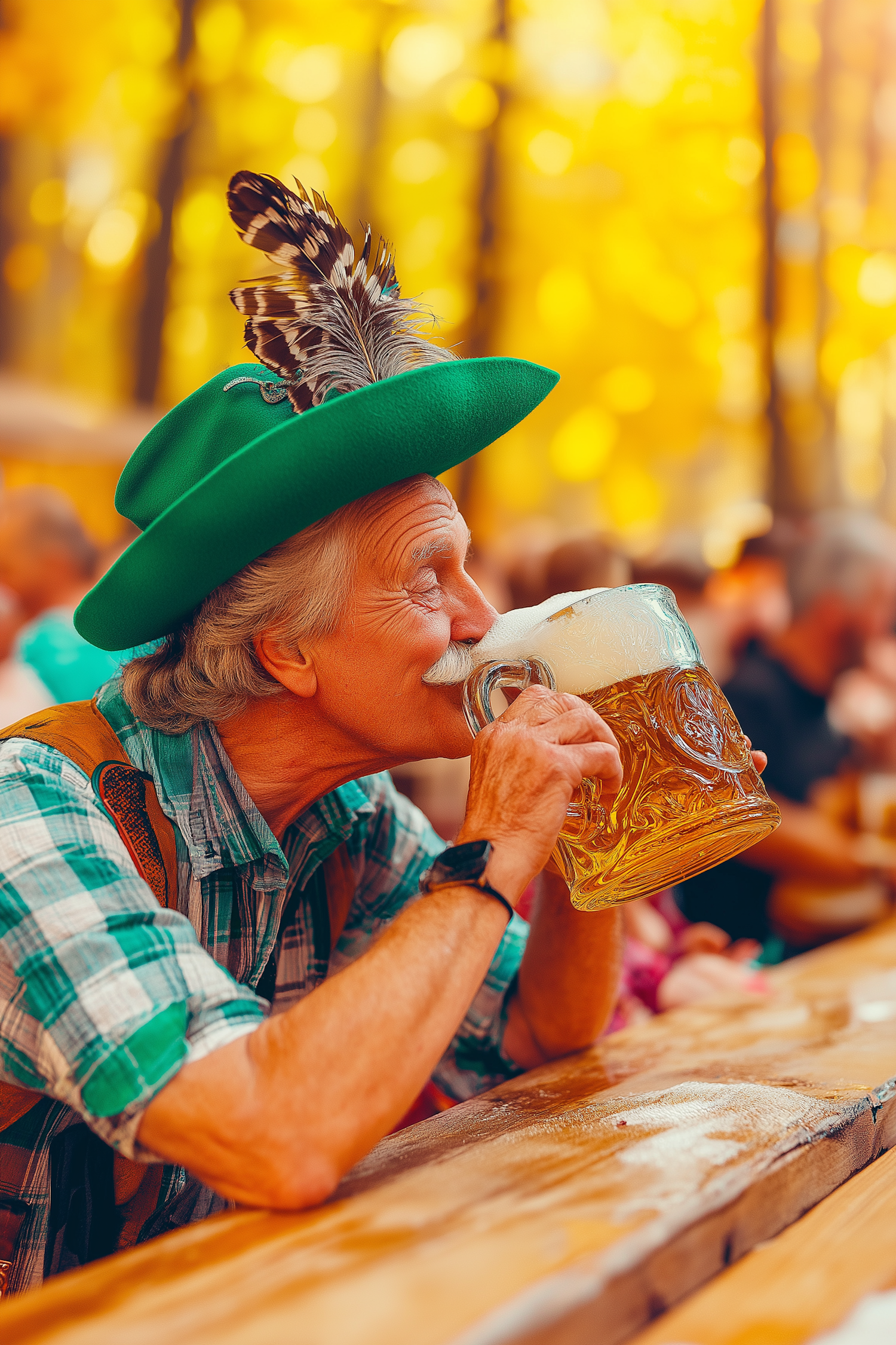 Elderly Man Enjoying Beer