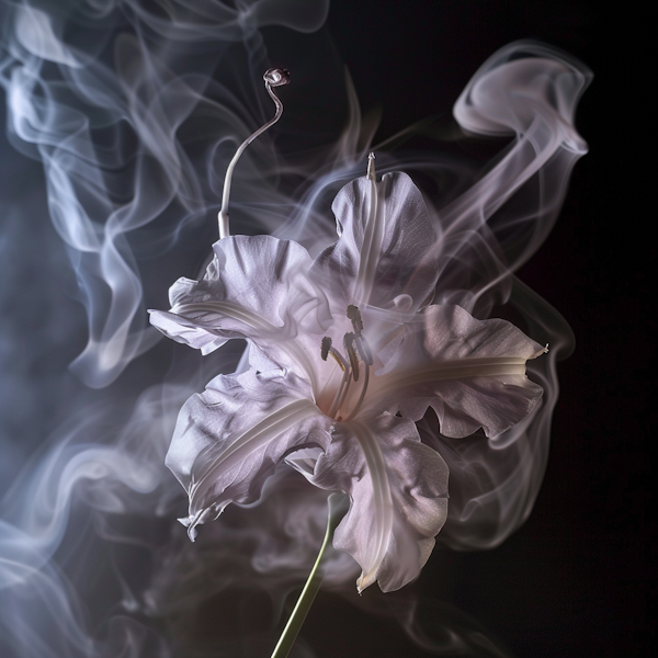 Mystical White Lily with Smoke