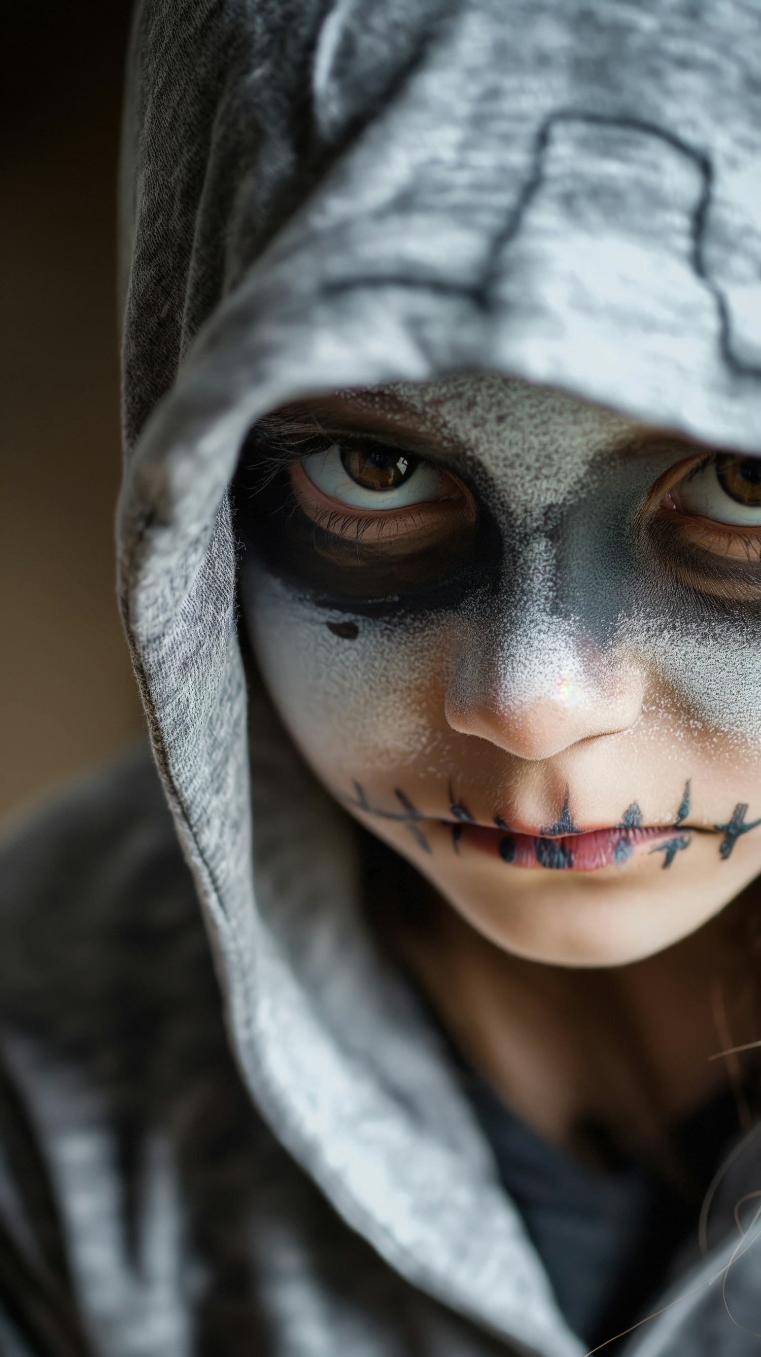 Hooded Skeletal Face Paint