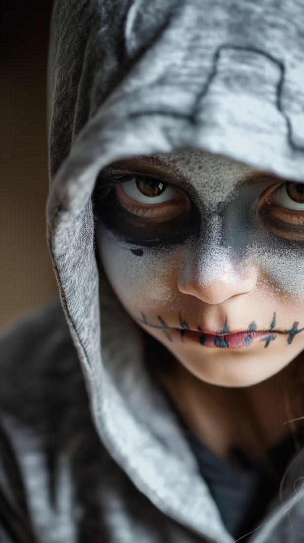 Hooded Skeletal Face Paint