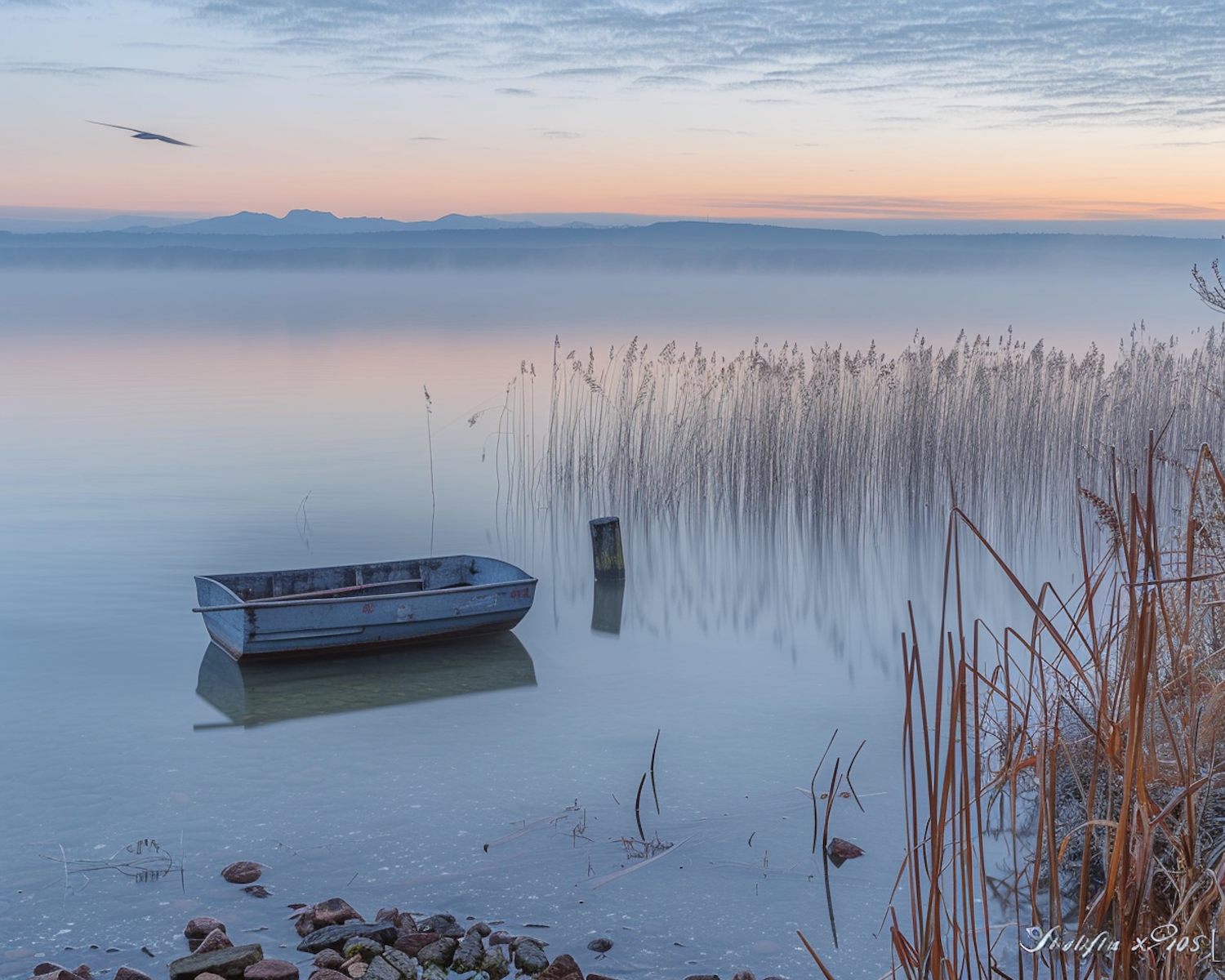 Serene Lakeside at Dawn