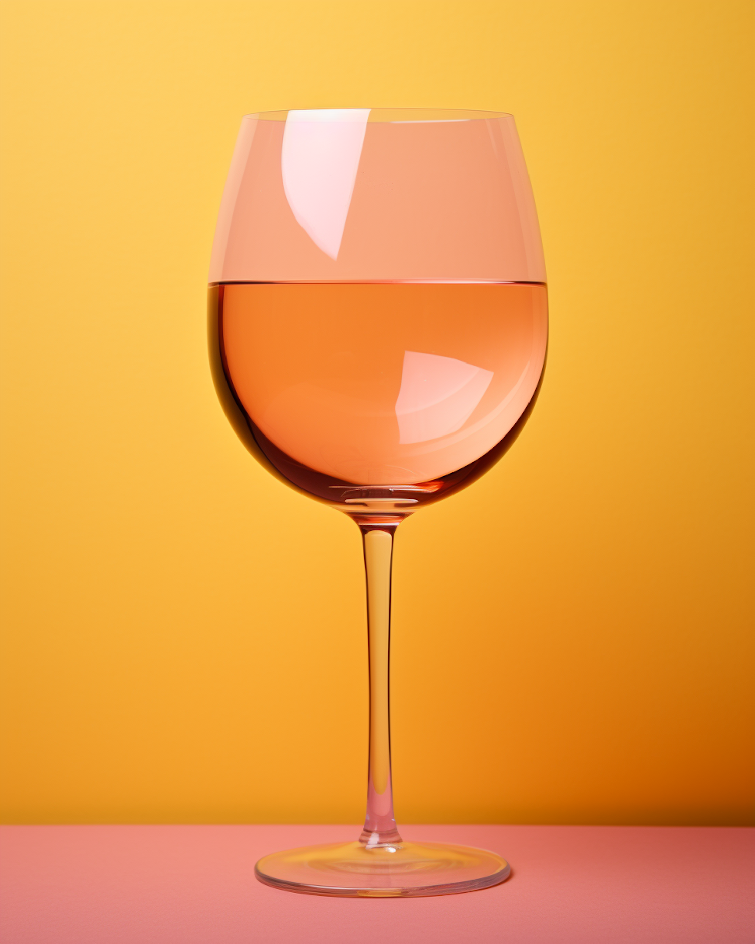 Rosé Wine Glass Against Yellow