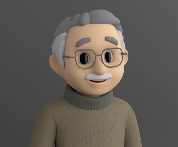 3D Modeled Elderly Male Character