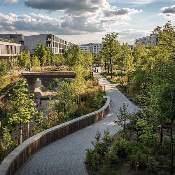Modern Urban Park Scene