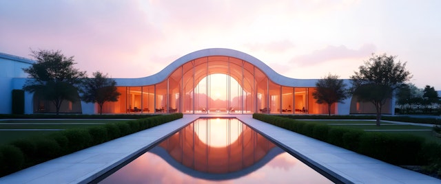 Modern Architectural Structure at Sunset