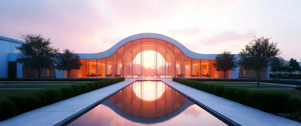 Modern Architectural Structure at Sunset