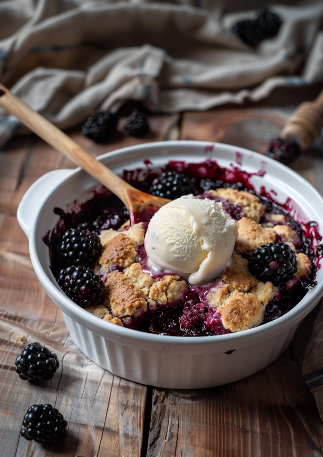 Rustic Berries Cobbler with Ice Cream