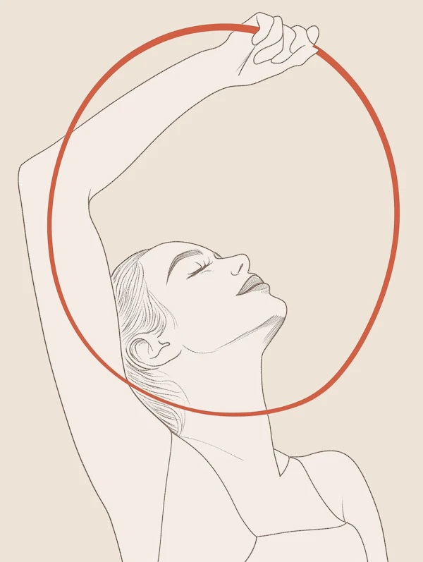Serene Illustration with Red Circle