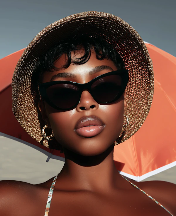 Woman under Orange Umbrella