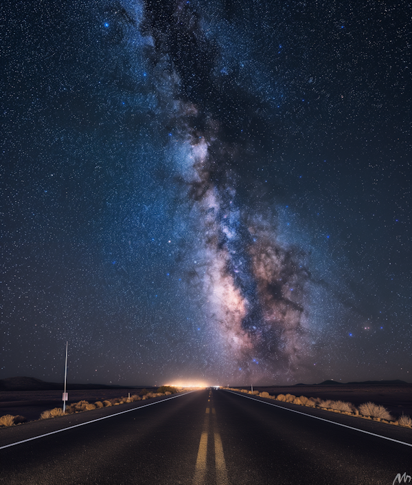 Starry Nightscape with Lonely Road