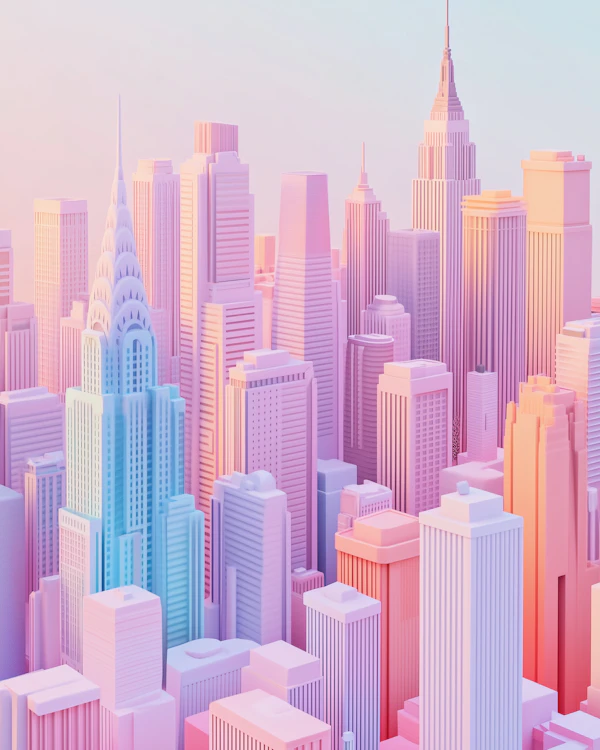 Pastel Cityscape Art