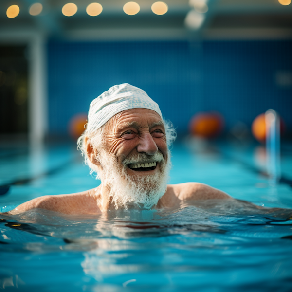 Joyful Elder Swimmer