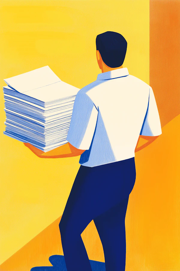 Person with Stack of Papers