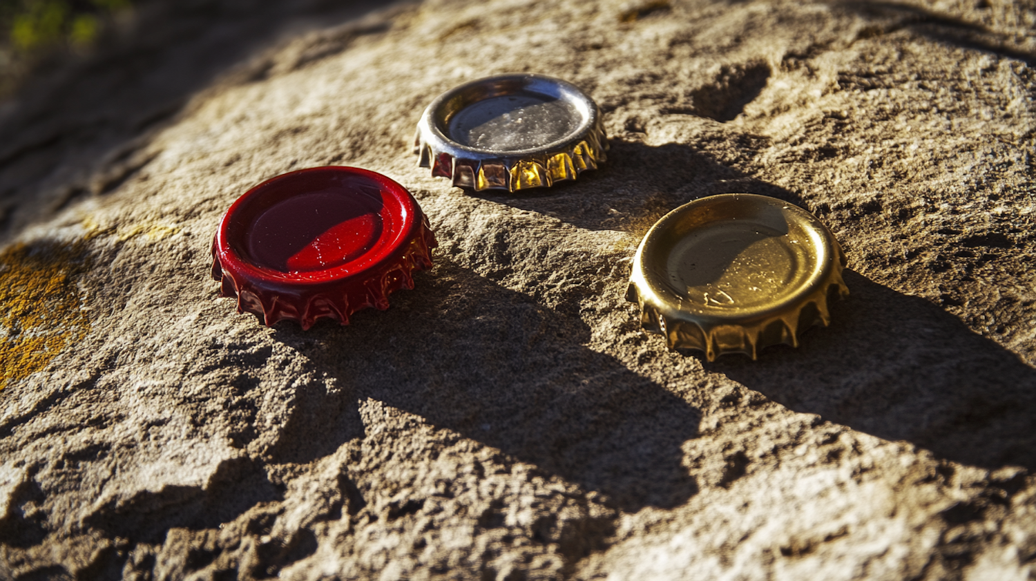 Bottle Caps on Stone