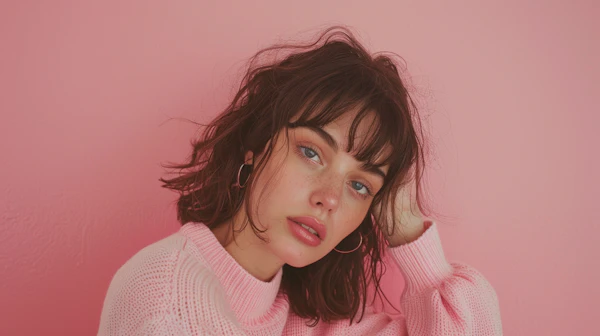 Young Woman in Soft Pink