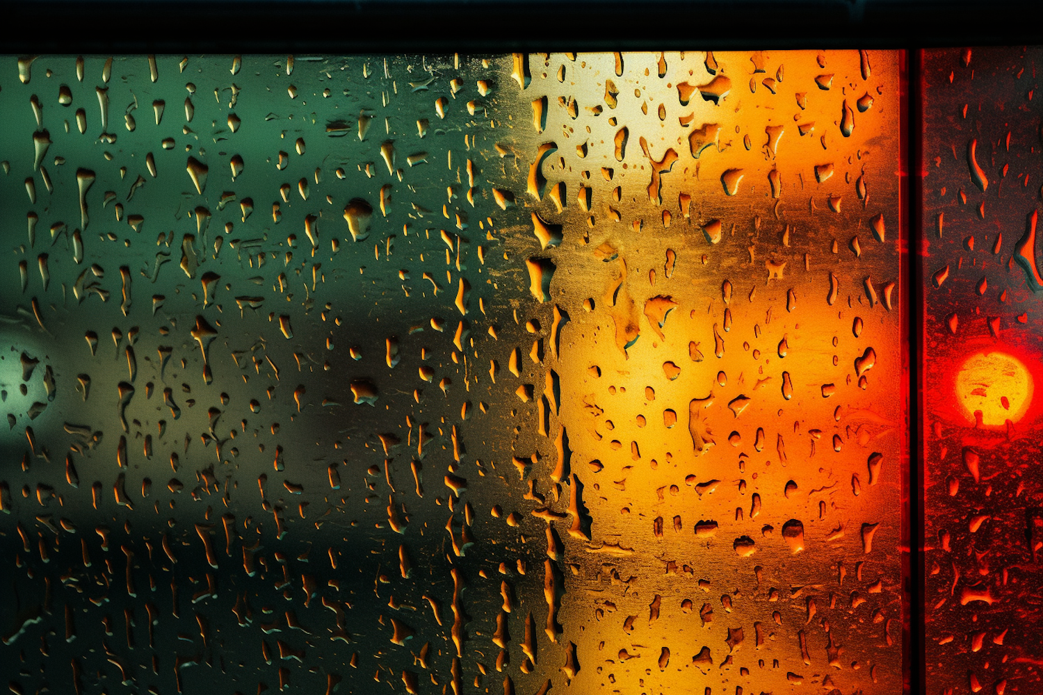 Rain-Speckled Window with Urban Bokeh