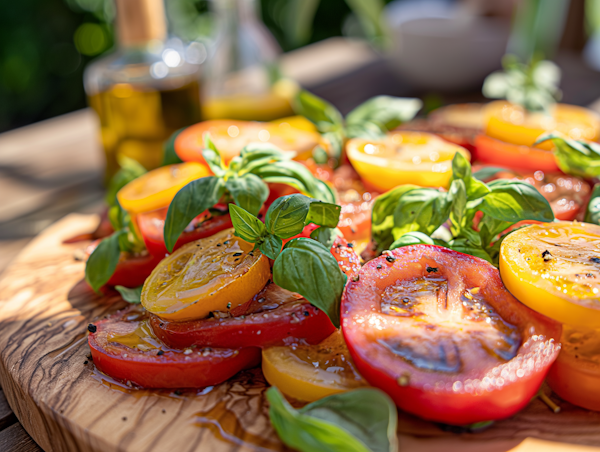 Artistic Culinary Arrangement of Sliced Tomatoes