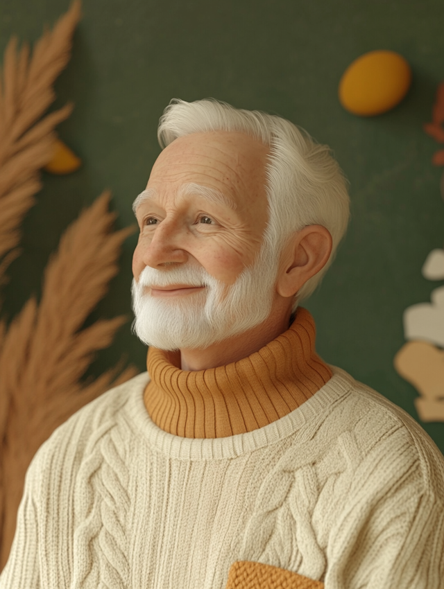 Elderly Man in Warm Setting