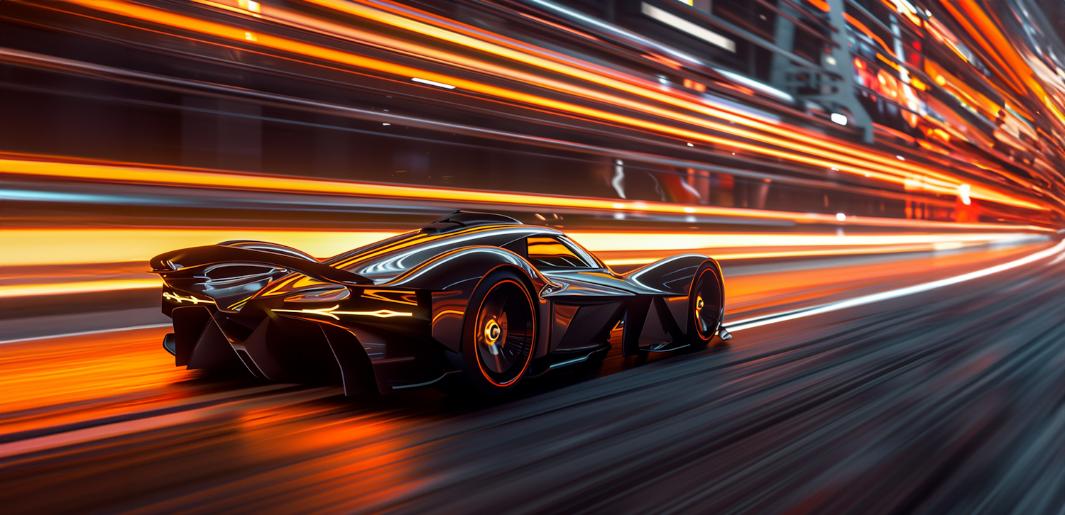 Futuristic Sports Car in Motion